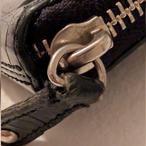 Coach Black Croc-Embossed Zip Around Wallet with Silver Logo - Picture 3 of 9